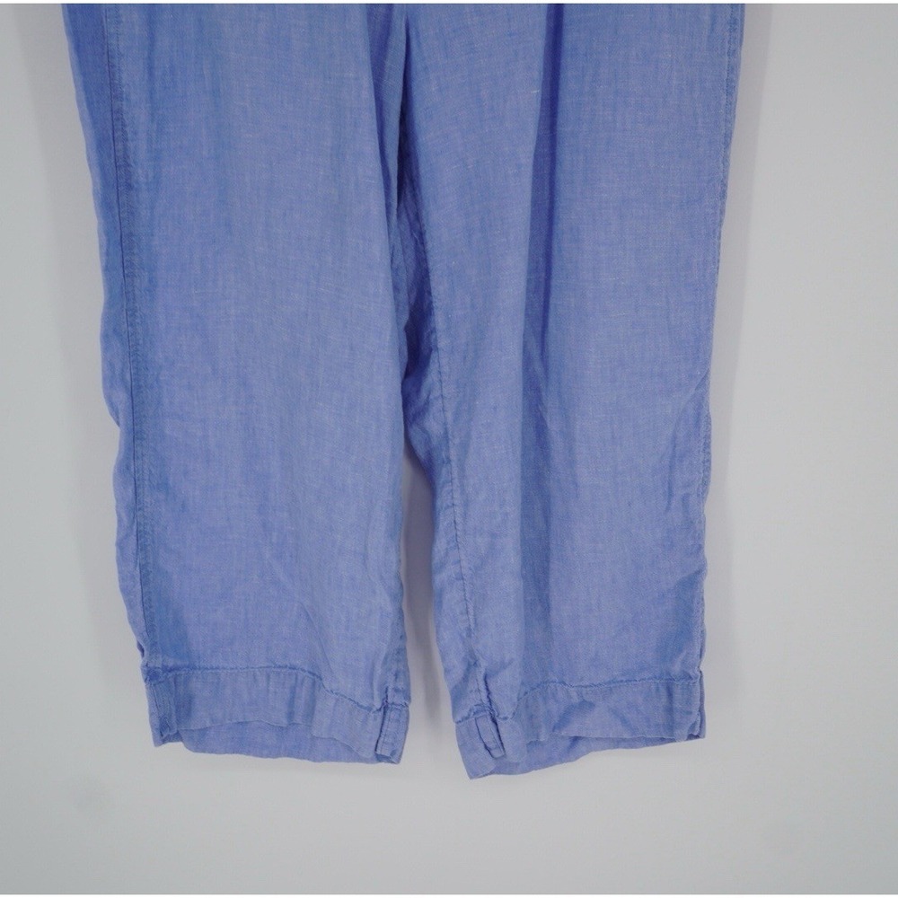 J. Jill Love Linen Wide Leg Cropped Pants Womens XL Blue Lagenlook Coastal - Picture 7 of 12
